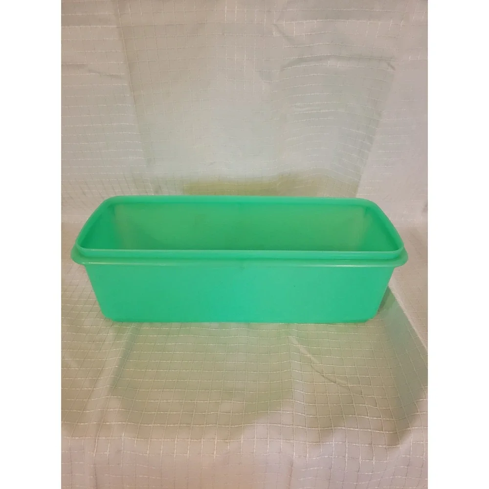 Vintage Tupperware Seafoam Green Rectangular Storage Bin Container Made in USA